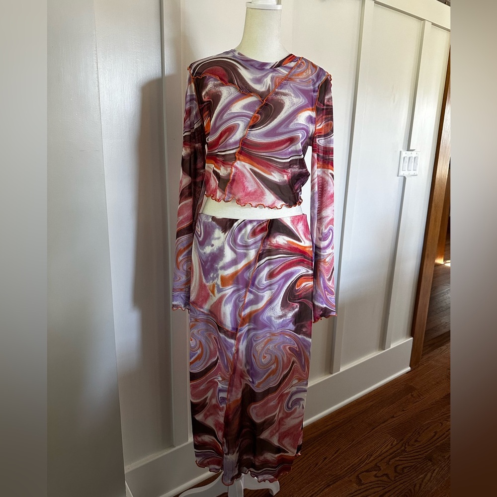 NWT love, Fire two-piece mesh top (L) & skirt (XL) - gorgeous!